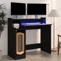 vidaXL, vidaXL Schreibtisch mit LEDs Schwarz 97x45x90 cm Holzwerkstoff