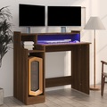vidaXL, vidaXL Schreibtisch mit LEDs Braun Eiche-Optik 97x45x90 Holzwerkstoff