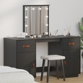 vidaXL Schminktisch-Set mit LED Schwarz Massivholz Kiefer