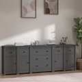 vidaXL Sideboard Grau 230x35x80 cm Massivholz Kiefer