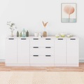 vidaXL 3-tlg. Sideboard Weiß Holzwerkstoff