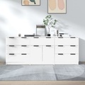 vidaXL 3-tlg. Sideboard Hochglanz-Weiß Holzwerkstoff