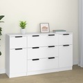 vidaXL 3-tlg. Sideboard-Set Weiß Holzwerkstoff