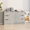 vidaXL Sideboards 3 Stk. Betongrau Holzwerkstoff