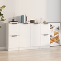 vidaXL Sideboards 3 Stk. Hochglanz-Weiß Holzwerkstoff