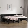 vidaXL Tagesbett Ausziehbar Schwarz 2x(90x190) cm Massivholz Kiefer