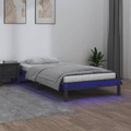 vidaXL Massivholzbett mit LEDs Grau 90x200 cm