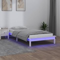 vidaXL Massivholzbett mit LEDs Weiß 100x200 cm