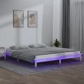 vidaXL Massivholzbett mit LEDs Weiß 160x200 cm