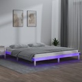 vidaXL Massivholzbett mit LEDs Weiß 200x200 cm