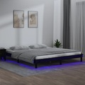 vidaXL Massivholzbett mit LEDs Schwarz 200x200 cm