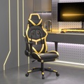 vidaXL, vidaXL Gaming-Stuhl mit Massage & Fußstütze Schwarz Golden Kunstleder