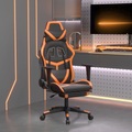 vidaXL, vidaXL Gaming-Stuhl mit Massage & Fußstütze Schwarz Orange Kunstleder