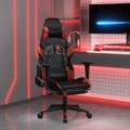 vidaXL, vidaXL Gaming-Stuhl mit Massage & Fußstütze Schwarz Weinrot Kunstleder