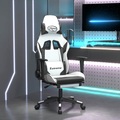 vidaXL, vidaXL Gaming-Stuhl mit Massage & Fußstütze Weiß & Schwarz Kunstleder