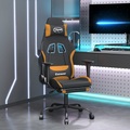 vidaXL, vidaXL Gaming-Stuhl mit Massage & Fußstütze Schwarz und Orange Stoff