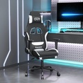 vidaXL Gaming-Stuhl mit Massage & Fußstütze Schwarz und Weiß Stoff