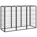vidaXL 8-tlg. Hundelaufstall Schwarz 50x100 cm Stahl Pulverbeschichtet