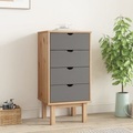vidaXL Schubladenschrank Braun und Grau 46x39,5x90cm Massivholz Kiefer
