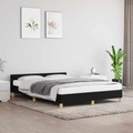 vidaXL Bettgestell mit Kopfteil Schwarz 140x190 cm Stoff