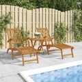 vidaXL Garten-Liegestühle mit Fußteil und Tisch Massivholz Akazie