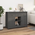 vidaXL Sideboard Grau 100x35x74,5 cm Massivholz Kiefer