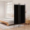 vidaXL 4-tlg. Paravent Schwarz 160x200 cm Stoff