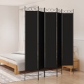 vidaXL 5-tlg. Paravent Schwarz 200x220 cm Stoff