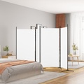 vidaXL 4-tlg. Paravent Weiß 346x180 cm Stoff