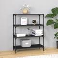 vidaXL Bücherregal Schwarz 80x33x100 cm Holzwerkstoff und Stahl