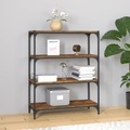 vidaXL Bücherregal Räuchereiche 80x33x100 cm Holzwerkstoff und Stahl
