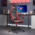 vidaXL Gaming-Stuhl mit Fußstütze Drehbar Schwarz & Rot Kunstleder