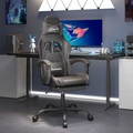 vidaXL Gaming-Stuhl mit Fußstütze Drehbar Schwarz & Grau Kunstleder