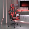vidaXL Gaming-Stuhl mit Fußstütze Drehbar Schwarz & Rot Kunstleder
