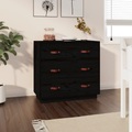 vidaXL Sideboard Schwarz 80x40x75 cm Massivholz Kiefer