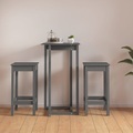 vidaXL 3-tlg. Bar-Set Grau Massivholz Kiefer