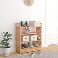 vidaXL Schuhregal mit Schublade 70x27x81 cm Massivholz Nussbaum