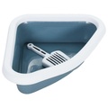 vidaXL, vidaXL Eck-Katzenklo Weiß und Blau 56x40x14 cm PP
