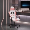 vidaXL Gaming-Stuhl Weiß und Rosa Kunstleder