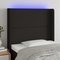 vidaXL LED Kopfteil Schwarz 103x16x118/128 cm Stoff