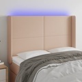vidaXL LED Kopfteil Cappuccino-Braun 147x16x118/128cm Kunstleder
