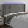 vidaXL LED Kopfteil Hellgrau 163x16x118/128 cm Samt