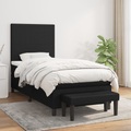 vidaXL Boxspringbett mit Matratze Schwarz 90x190 cm Stoff