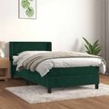 vidaXL Boxspringbett mit Matratze Dunkelgrün 100x200 cm Samt