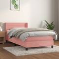 vidaXL Boxspringbett mit Matratze Rosa 80x200 cm Samt