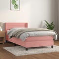 vidaXL Boxspringbett mit Matratze Rosa 90x200 cm Samt
