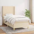 vidaXL Boxspringbett mit Matratze Creme 100x200 cm Stoff