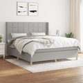 vidaXL, vidaXL Boxspringbett mit Matratze Hellgrau 160x200 cm Stoff