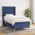 vidaXL Boxspringbett mit Matratze Blau 90x190 cm Stoff