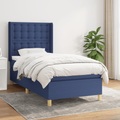 vidaXL Boxspringbett mit Matratze Blau 90x200 cm Stoff